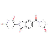 Chemical structure of 3-[1-oxo-5-(3-oxopyrrolidine-1-carbonyl)-2,3-dihydro-1H-isoindol-2-yl]piperidine-2,6-dione - CSSB21531608320