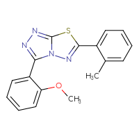 Chemical structure of 3-(2-methoxyphenyl)-6-(2-methylphenyl)-[1,2,4]triazolo[3,4-b][1,3,4]thiadiazole - CSSB00121637899