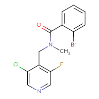Chemical structure of 2-bromo-N-[(3-chloro-5-fluoropyridin-4-yl)methyl]-N-methylbenzamide - CSSB14950666520