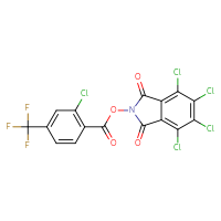 Chemical structure of 4,5,6,7-tetrachloro-1,3-dioxo-2,3-dihydro-1H-isoindol-2-yl 2-chloro-4-(trifluoromethyl)benzoate - CSSB20271085860