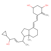 Chemical structure of (5E)-5-{2-[(4E)-1-[(3E)-5-cyclopropyl-5-hydroxypent-3-en-2-yl]-7a-methyl-octahydro-1H-inden-4-ylidene]ethylidene}-4-methylidenecyclohexane-1,3-diol - CSSB00132309641