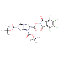 Chemical structure of rac-1,5-di-tert-butyl 2-(4,5,6,7-tetrachloro-1,3-dioxo-2,3-dihydro-1H-isoindol-2-yl) (2R,3aR,6aR)-octahydropyrrolo[3,4-b]pyrrole-1,2,5-tricarboxylate - CSSB20620684874