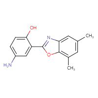 Chemical structure of 4-amino-2-(5,7-dimethyl-1,3-benzoxazol-2-yl)phenol - CSSB00025752562