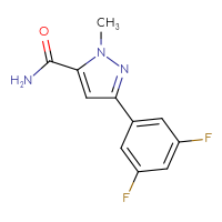 Chemical structure of 3-(3,5-difluorophenyl)-1-methyl-1H-pyrazole-5-carboxamide - CSSB07239018654