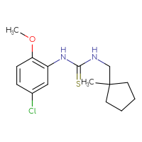 Chemical structure of 1-(5-chloro-2-methoxyphenyl)-3-[(1-methylcyclopentyl)methyl]thiourea - CSSB21432495889