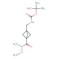 Chemical structure of tert-butyl N-({3-[methoxy(methyl)carbamoyl]bicyclo[1.1.1]pentan-1-yl}methyl)carbamate - CSSB01148880602