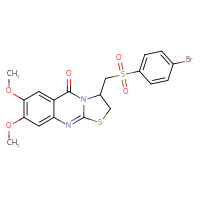 Chemical structure of 3-[(4-bromobenzenesulfonyl)methyl]-7,8-dimethoxy-2H,3H,5H-[1,3]thiazolo[2,3-b]quinazolin-5-one - CSSB00121609344