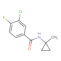 Chemical structure of 3-chloro-4-fluoro-N-(1-methylcyclopropyl)benzamide - CSSB01992289766