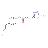 Chemical structure of N-(4-butylphenyl)-2-[(5-methyl-1,3,4-thiadiazol-2-yl)sulfanyl]acetamide - CSSB00138434319