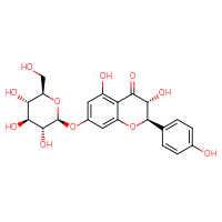 Chemical structure of (2R,3R)-3,5-dihydroxy-2-(4-hydroxyphenyl)-7-{[(2S,3R,4S,5S,6R)-3,4,5-trihydroxy-6-(hydroxymethyl)oxan-2-yl]oxy}-3,4-dihydro-2H-1-benzopyran-4-one - CSSB00159260872
