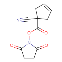 Chemical structure of 2,5-dioxopyrrolidin-1-yl 1-cyanocyclopent-3-ene-1-carboxylate - CSSB20269635093