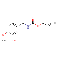 Chemical structure of prop-2-en-1-yl N-[(3-hydroxy-4-methoxyphenyl)methyl]carbamate - CSSB02280501376