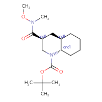 Chemical structure of rac-tert-butyl (3R,4aS,8aR)-3-[methoxy(methyl)carbamoyl]-decahydroquinoline-1-carboxylate - CSSB21291563836