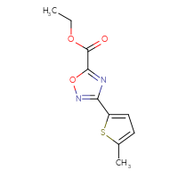 Chemical structure of ethyl 3-(5-methylthiophen-2-yl)-1,2,4-oxadiazole-5-carboxylate - CSSB00019945841