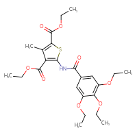 Chemical structure of 2,4-diethyl 3-methyl-5-(3,4,5-triethoxybenzamido)thiophene-2,4-dicarboxylate - CSSB00121678402