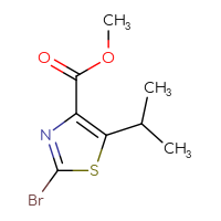 Chemical structure of methyl 2-bromo-5-(propan-2-yl)-1,3-thiazole-4-carboxylate - CSSB00012355711