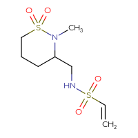 Chemical structure of N-[(2-methyl-1,1-dioxo-1λ⁶,2-thiazinan-3-yl)methyl]ethene-1-sulfonamide - CSSB20803662314