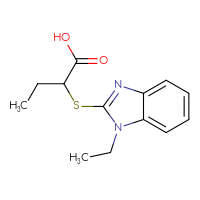 Chemical structure of 2-[(1-ethyl-1H-1,3-benzodiazol-2-yl)sulfanyl]butanoic acid - CSSB00000021913