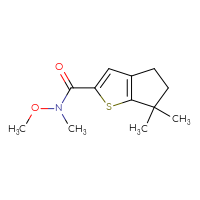 Chemical structure of N-methoxy-N,6,6-trimethyl-4H,5H,6H-cyclopenta[b]thiophene-2-carboxamide - CSSB14818894483