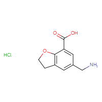 Chemical structure of 5-(aminomethyl)-2,3-dihydro-1-benzofuran-7-carboxylic acid hydrochloride - CSSB21189751386