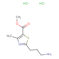 Chemical structure of methyl 2-(3-aminopropyl)-4-methyl-1,3-thiazole-5-carboxylate dihydrochloride - CSSB06726388783