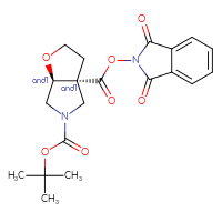 Chemical structure of rac-5-tert-butyl 3a-(1,3-dioxo-2,3-dihydro-1H-isoindol-2-yl) (3aR,6aS)-hexahydro-2H-furo[2,3-c]pyrrole-3a,5-dicarboxylate - CSSB20620684976