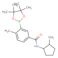 Chemical structure of 4-methyl-N-(2-methylcyclopentyl)-3-(4,4,5,5-tetramethyl-1,3,2-dioxaborolan-2-yl)benzamide - CSSB00348448733