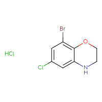 Chemical structure of 8-bromo-6-chloro-3,4-dihydro-2H-1,4-benzoxazine hydrochloride - CSSB00102564726
