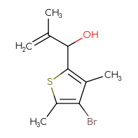 Chemical structure of 1-(4-bromo-3,5-dimethylthiophen-2-yl)-2-methylprop-2-en-1-ol - CSSB02495575355