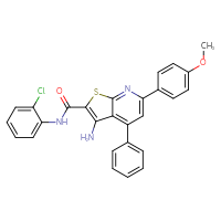 Chemical structure of 3-amino-N-(2-chlorophenyl)-6-(4-methoxyphenyl)-4-phenylthieno[2,3-b]pyridine-2-carboxamide - CSSB00103160273