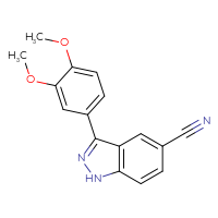 Chemical structure of 3-(3,4-dimethoxyphenyl)-1H-indazole-5-carbonitrile - CSSB06583841826