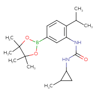 Chemical structure of 3-(2-methylcyclopropyl)-1-[2-(propan-2-yl)-5-(4,4,5,5-tetramethyl-1,3,2-dioxaborolan-2-yl)phenyl]urea - CSSB20784007353
