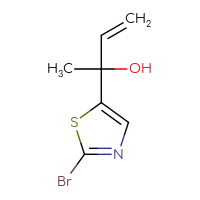 Chemical structure of 2-(2-bromo-1,3-thiazol-5-yl)but-3-en-2-ol - CSSB21246281218