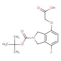 Chemical structure of 2-({2-[(tert-butoxy)carbonyl]-7-fluoro-2,3-dihydro-1H-isoindol-4-yl}oxy)acetic acid - CSSB21432464648