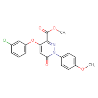 Chemical structure of methyl 4-(3-chlorophenoxy)-1-(4-methoxyphenyl)-6-oxo-1,6-dihydropyridazine-3-carboxylate - CSSB00025734135