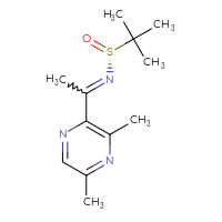 Chemical structure of (R)-N-[1-(3,5-dimethylpyrazin-2-yl)ethylidene]-2-methylpropane-2-sulfinamide - CSSB21332841308