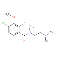 Chemical structure of 4-chloro-N-[2-(dimethylamino)ethyl]-2-fluoro-3-methoxy-N-methylbenzamide - CSSB06465640427