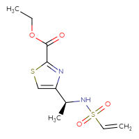 Chemical structure of ethyl 4-[(1S)-1-ethenesulfonamidoethyl]-1,3-thiazole-2-carboxylate - CSSB21332108702