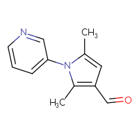 Chemical structure of 2,5-dimethyl-1-(pyridin-3-yl)-1H-pyrrole-3-carbaldehyde - CSSB00000186727