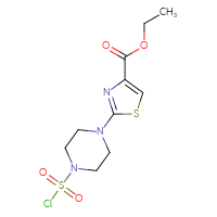 Chemical structure of ethyl 2-[4-(chlorosulfonyl)piperazin-1-yl]-1,3-thiazole-4-carboxylate - CSSB21224775306