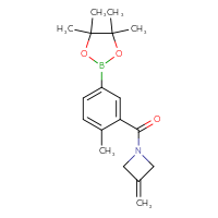Chemical structure of 1-[2-methyl-5-(4,4,5,5-tetramethyl-1,3,2-dioxaborolan-2-yl)benzoyl]-3-methylideneazetidine - CSSB02522298490