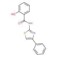 Chemical structure of 2-hydroxy-N-(4-phenyl-1,3-thiazol-2-yl)benzamide - CSSB00015372682