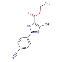 Chemical structure of ethyl 2-(4-cyanophenyl)-4-methyl-1H-imidazole-5-carboxylate - CSSB02516459728