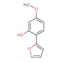 Chemical structure of 5-methoxy-2-(1,2-oxazol-5-yl)phenol - CSSB00009887990
