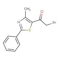 Chemical structure of 2-bromo-1-(4-methyl-2-phenyl-1,3-thiazol-5-yl)ethan-1-one - CSSB00009828413