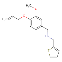 Chemical structure of {[3-methoxy-4-(prop-2-en-1-yloxy)phenyl]methyl}[(thiophen-2-yl)methyl]amine - CSSB00104178900