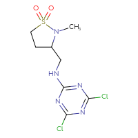 Chemical structure of 3-{[(4,6-dichloro-1,3,5-triazin-2-yl)amino]methyl}-2-methyl-1λ⁶,2-thiazolidine-1,1-dione - CSSB02170901791