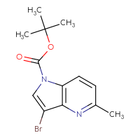 Chemical structure of tert-butyl 3-bromo-5-methyl-1H-pyrrolo[3,2-b]pyridine-1-carboxylate - CSSB21332070439