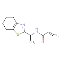 Chemical structure of N-[1-(4,5,6,7-tetrahydro-1,3-benzothiazol-2-yl)ethyl]prop-2-enamide - CSSB01559854511