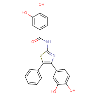 Chemical structure of N-[4-(3,4-dihydroxyphenyl)-5-phenyl-1,3-thiazol-2-yl]-3,4-dihydroxybenzamide - CSSB00103150160